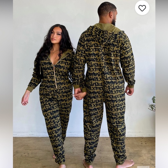 Savage X Fenty Pants - Military Olive Green Tagged by Savage Print Forever Savage Hooded Onesie